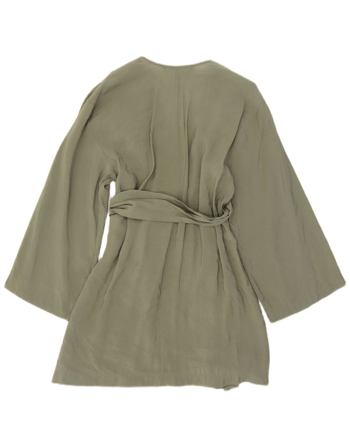 Zara Mujer Vestido Cruzado UK 10 Small Caqui Modal