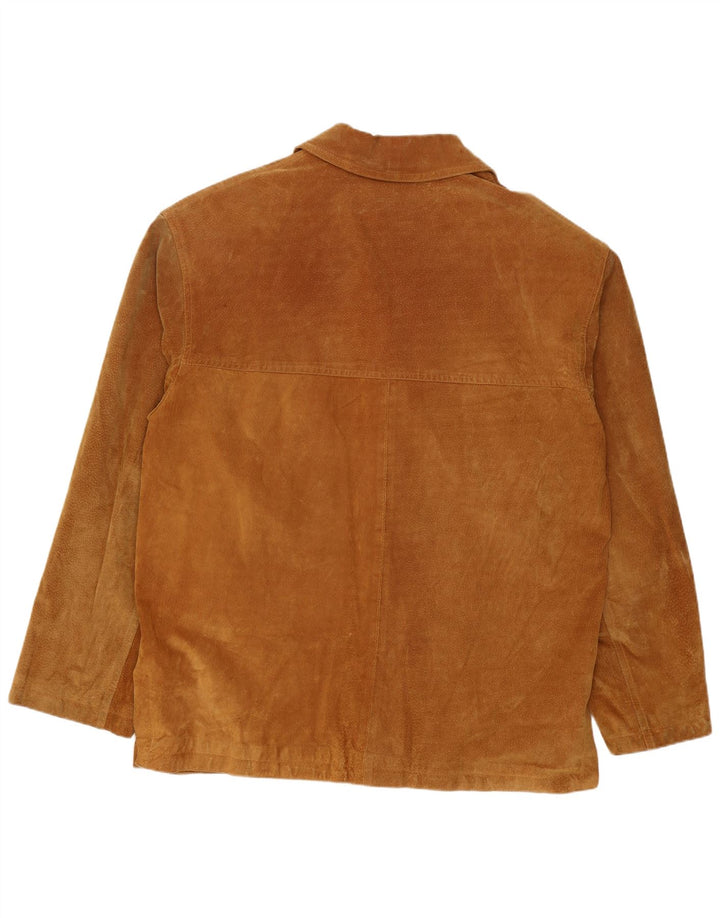 Chaqueta de ante vintage para hombre IT 46 cuero beige pequeño