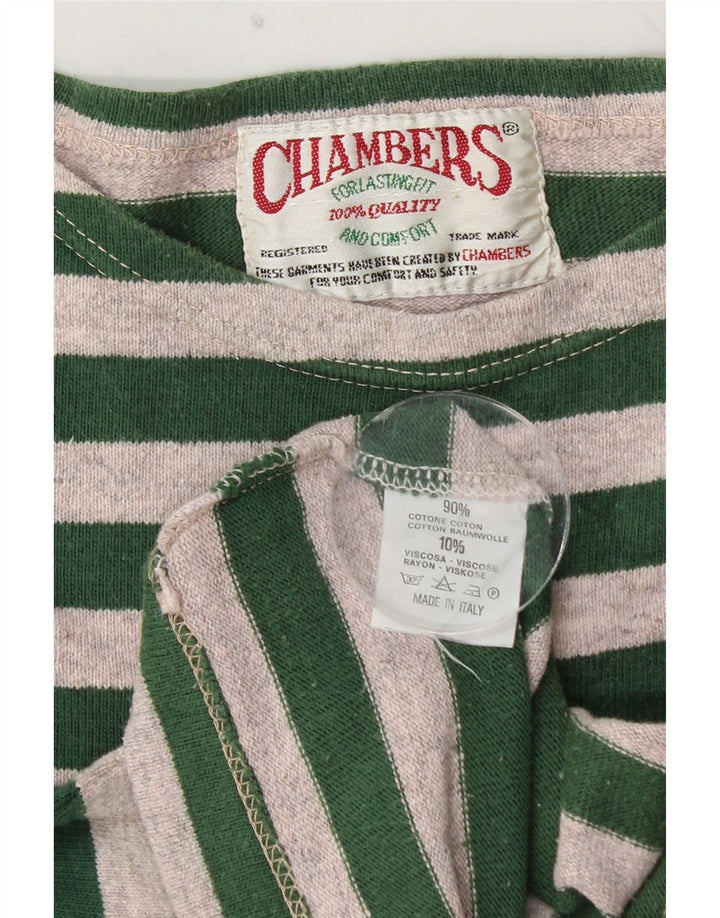 CHAMBERS Camiseta gráfica para hombre Top de algodón a rayas verde medio