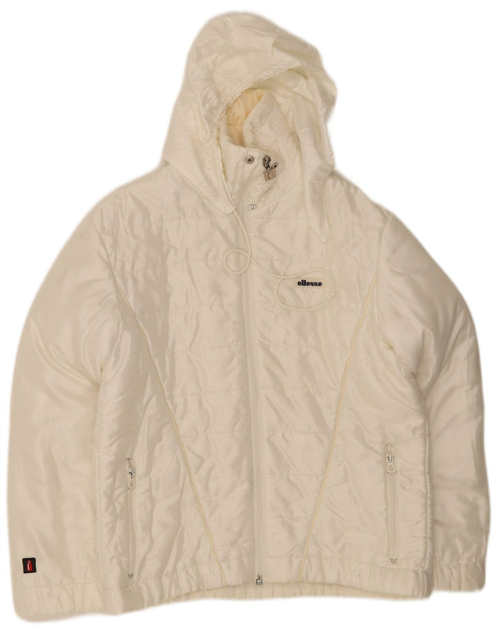 Ellesse Mujer Chaqueta Acolchada Con Capucha IT 42 Medium Off White