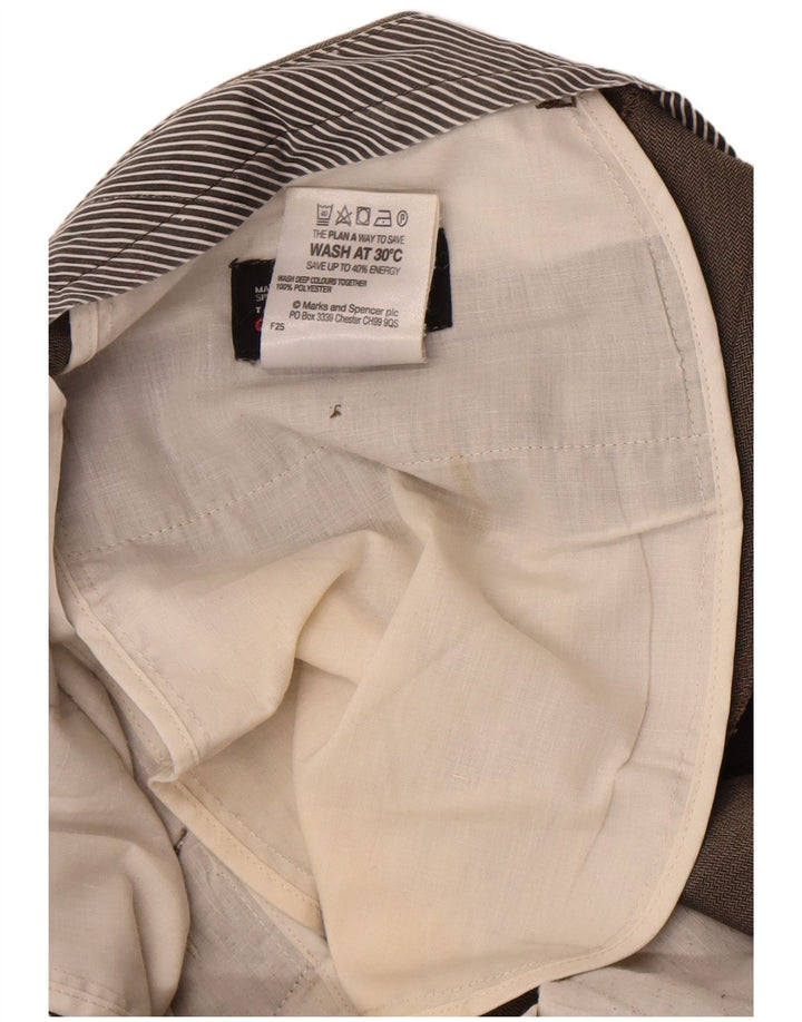 Marks & Spencer Pantalón de traje recto para hombre W34 L29 Marrón en espiga