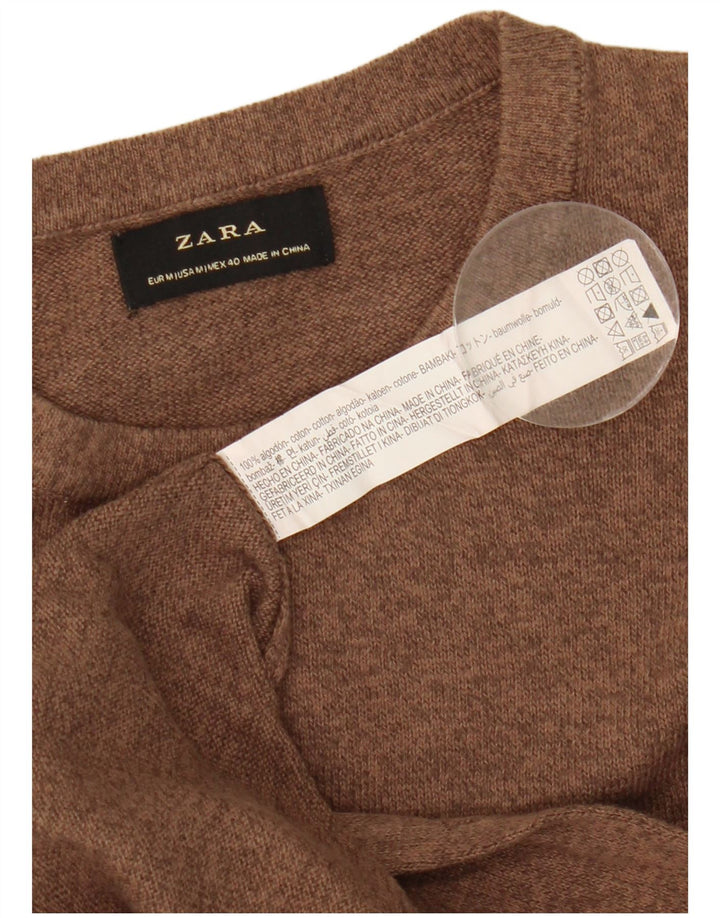 Zara Hombre Jersey Con Cuello Redondo De Algodón Moteado Marrón Medio