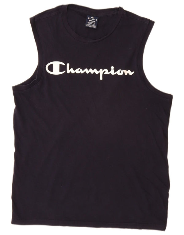 Champion Camiseta Sin Mangas Con Gráfico Para Hombre Azul Marino Mediano
