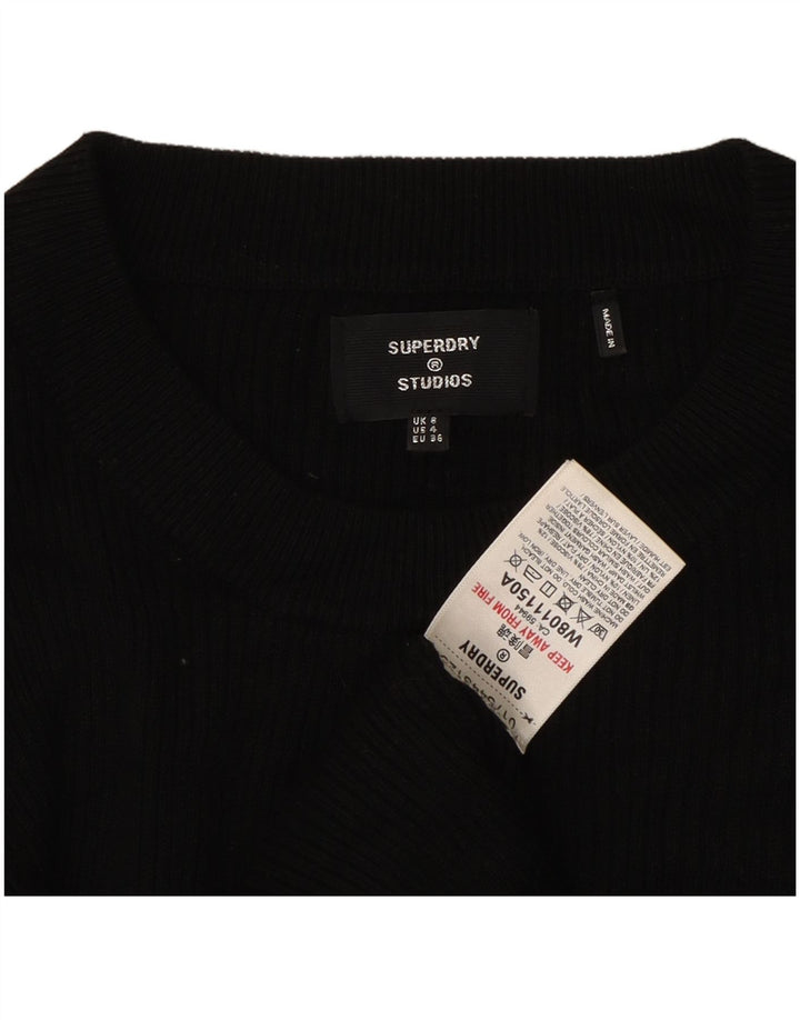 SUPERDRY Vestido largo tipo jersey para mujer UK 8 Small Viscosa negra