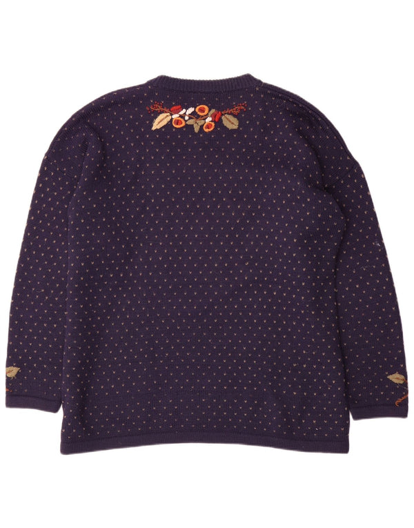 Katies Womens Graphic Boat Neck Jumper Sweater US 14 XL Purple Floral