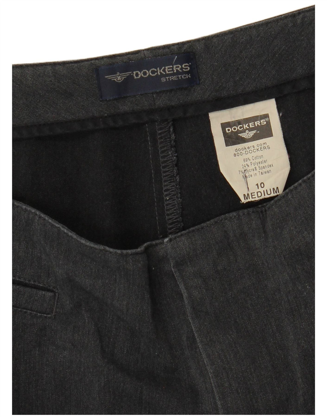 DOCKERS Pantalones casuales rectos para mujer US 10 grande W30 L30 algodón gris