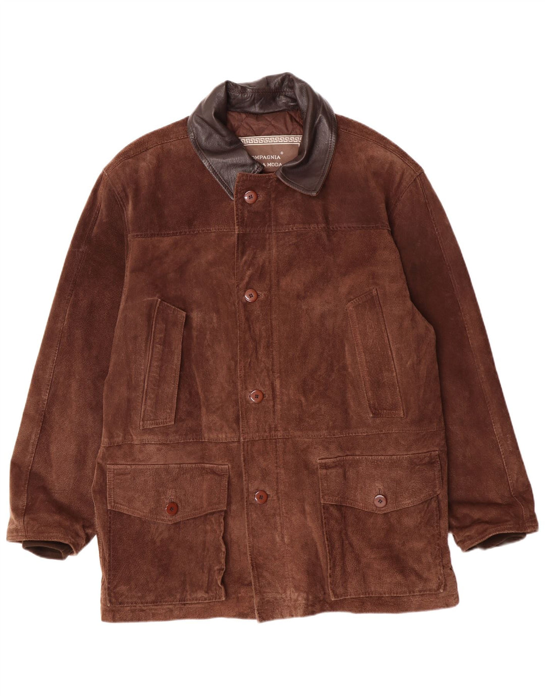 Compagnia Abrigo cortavientos de ante para hombre IT 50 Cuero marrón grande