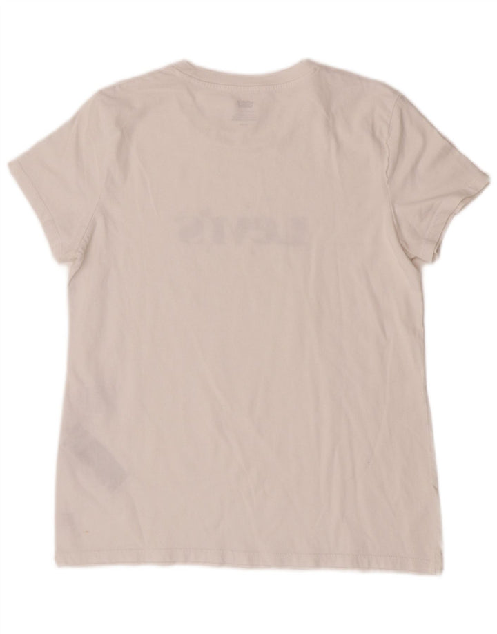 Levi's Camiseta gráfica para mujer Top UK 44 Algodón blanco mediano