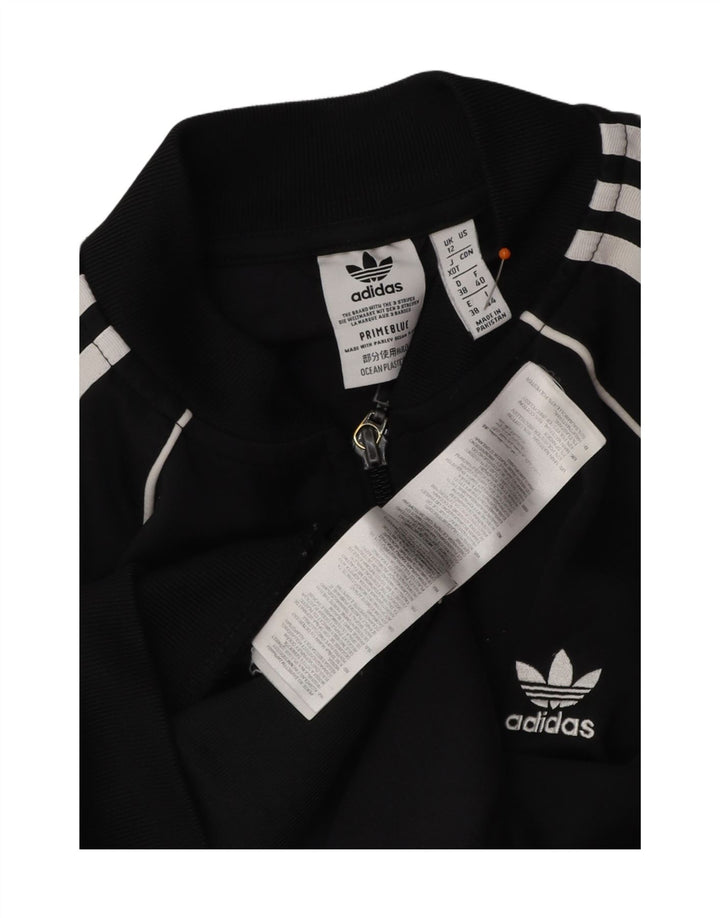 ADIDAS Womens Tracksuit Top Jacket UK 12 Medium Black Polyester