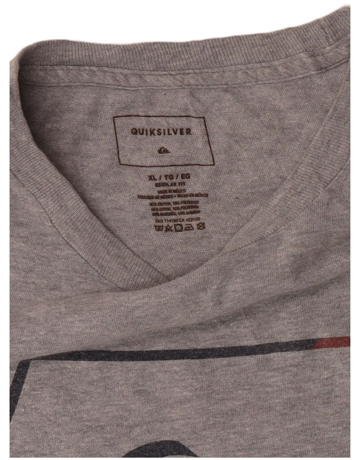 Quiksilver Camiseta gráfica de corte regular para hombre Top XL Algodón moteado gris