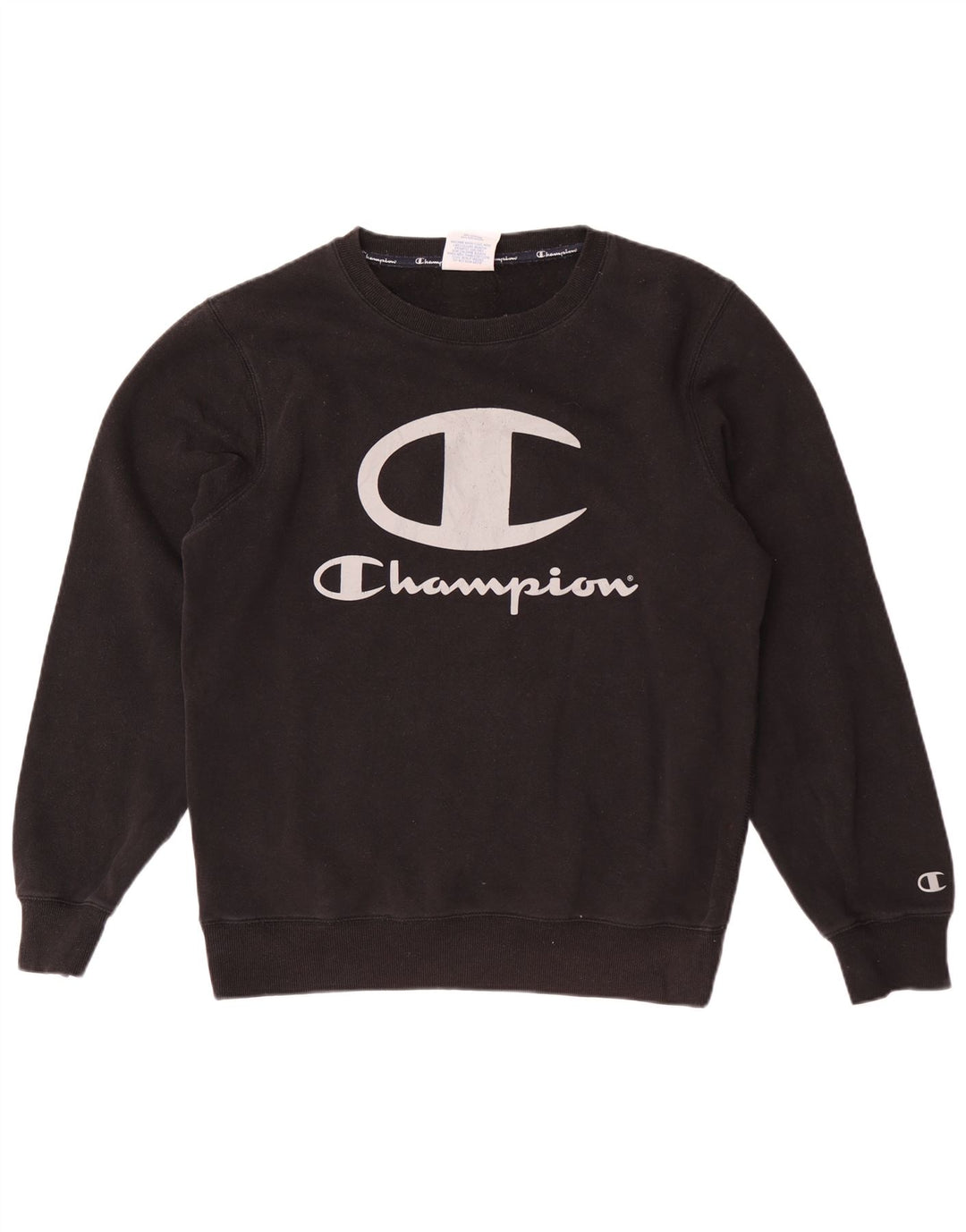 Champion Sudadera Con Estampado Gráfico Jumper De Algodón Negro Mediano