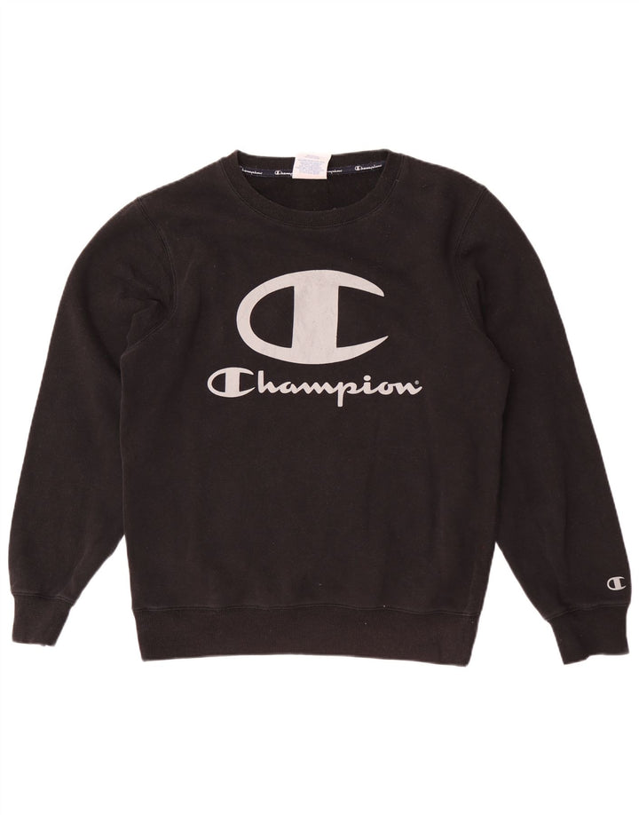 Champion Sudadera Con Estampado Gráfico Jumper De Algodón Negro Mediano