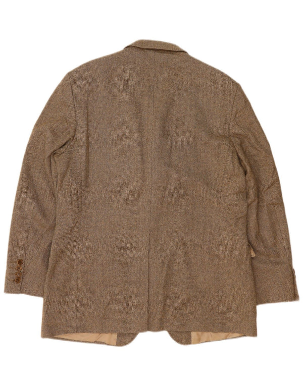 Marks & Spencer Chaqueta tipo blazer de 3 botones para hombre UK 42 Large Brown Herringbone