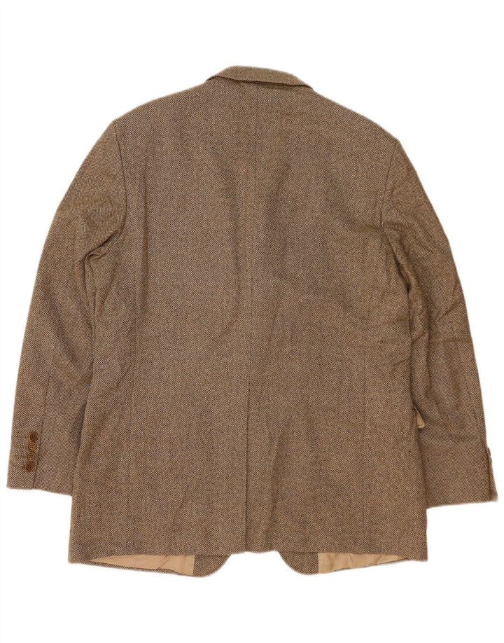Marks & Spencer Chaqueta tipo blazer de 3 botones para hombre UK 42 Large Brown Herringbone