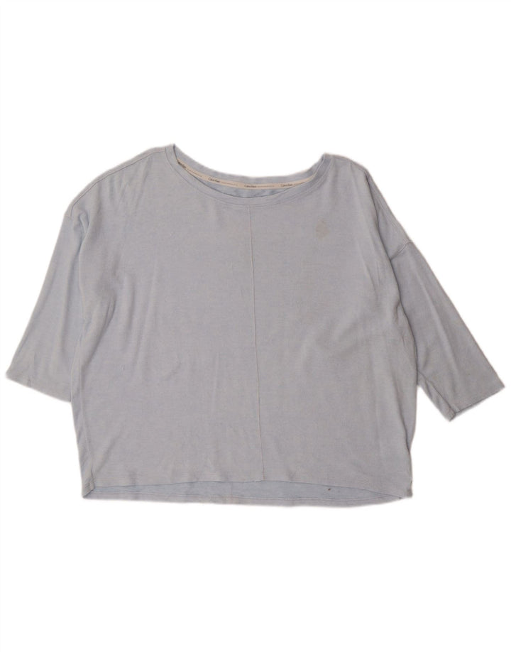Calvin Klein Top extragrande para mujer, manga 3/4, UK 18 XL, viscosa azul