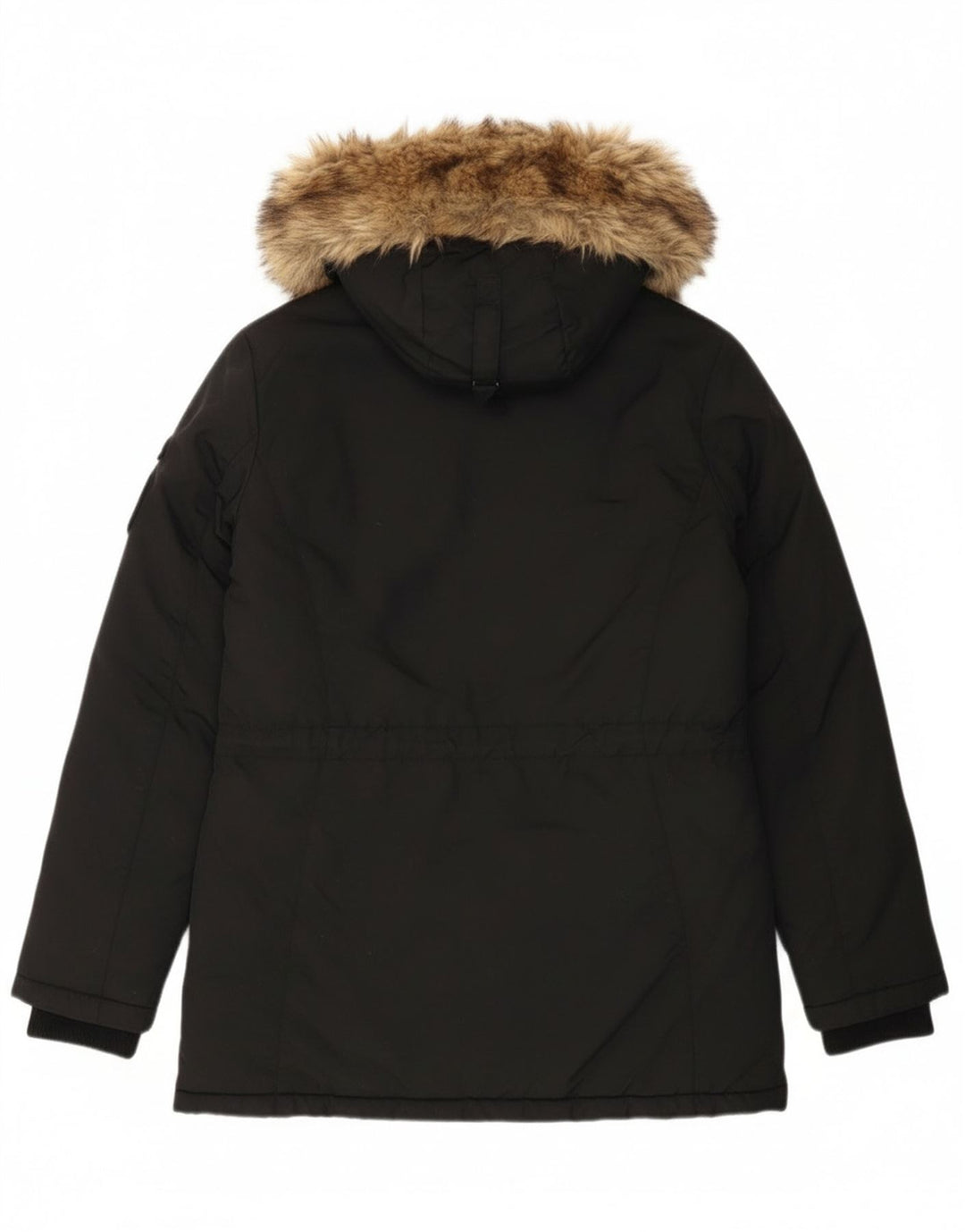 Superdry Parka con capucha para mujer, talla 42, nailon negro mediano