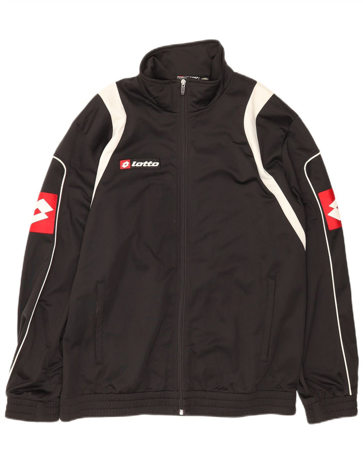 Lotto Hombre Gráfico Chándal Top Chaqueta XL Negro Colorblock Poliéster
