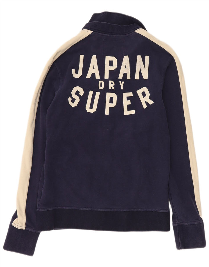 SUPERDRY Chaqueta superior de chándal con gráfico para hombre, talla grande, color azul marino