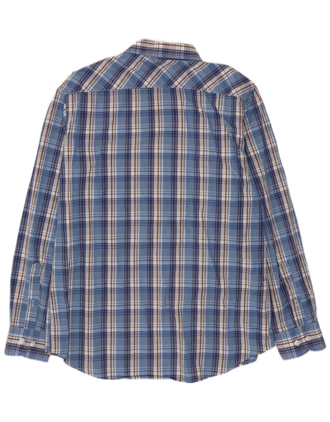 Camisa Carrera Regular Fit para hombre de algodón a cuadros azules grandes