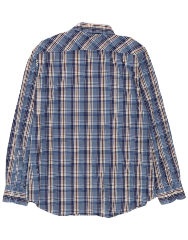 Camisa Carrera Regular Fit para hombre de algodón a cuadros azules grandes