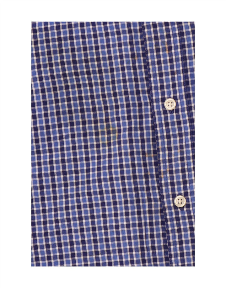 Chaps Camisa de fácil cuidado para hombre, talla 2XL, algodón azul a cuadros