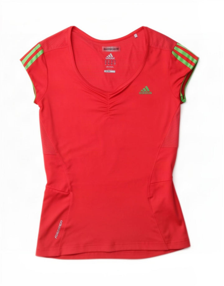 Adidas Mujer Climalite Camiseta Top UK 10 Pequeño Rojo Poliéster