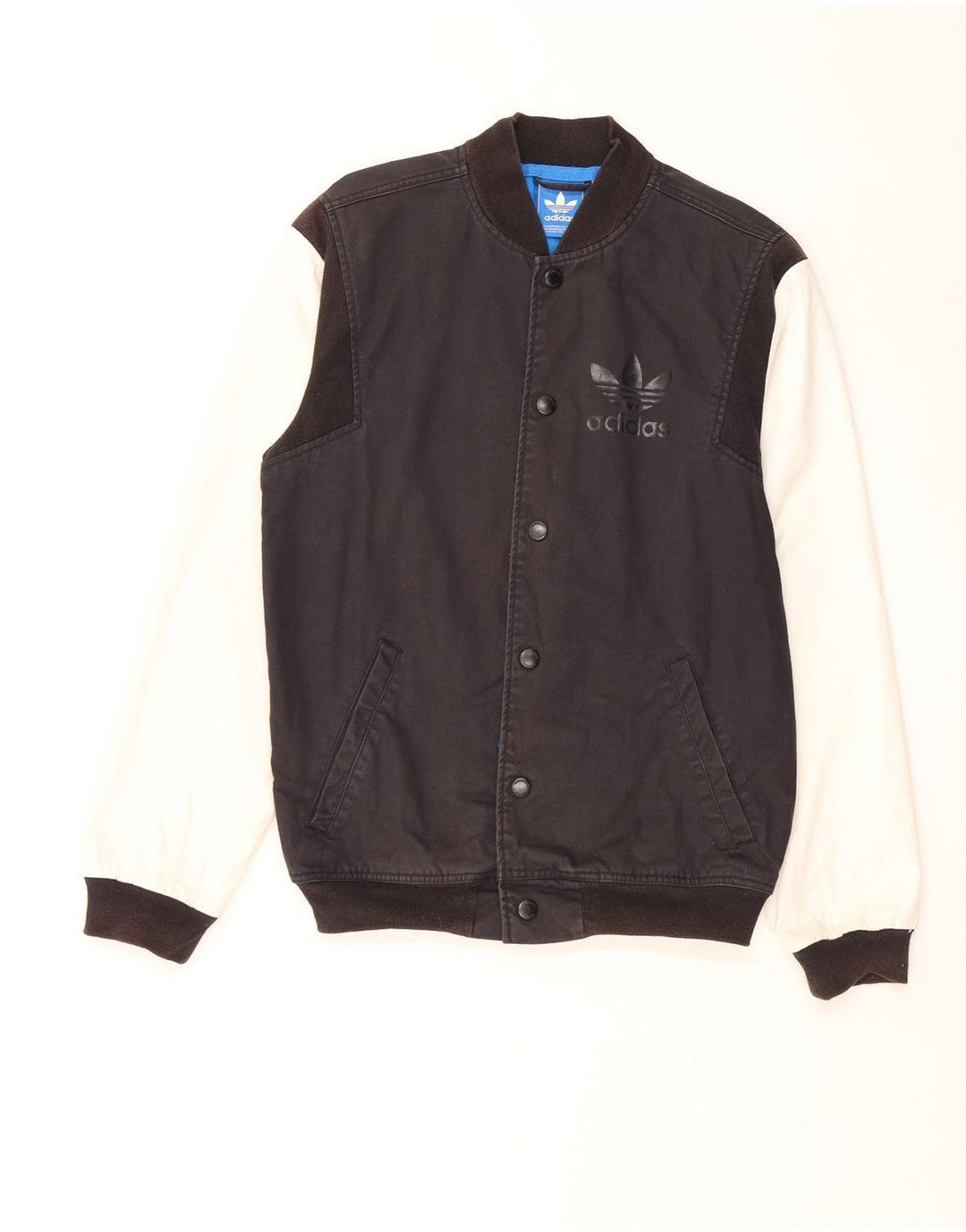 Adidas Chaqueta universitaria gráfica para hombre UK 38 Medium Black Colourblock Cotton