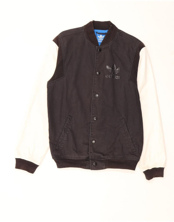 Adidas Chaqueta universitaria gráfica para hombre UK 38 Medium Black Colourblock Cotton
