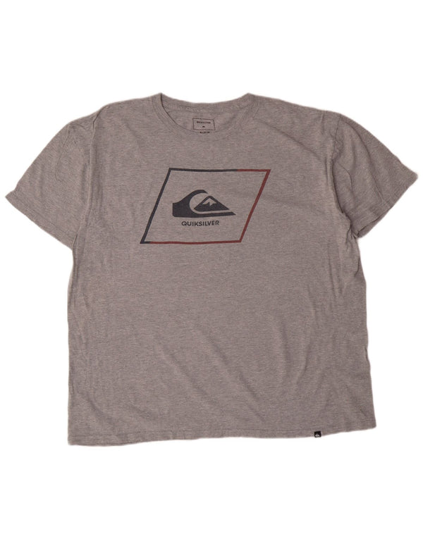 Quiksilver Camiseta gráfica de corte regular para hombre Top XL Algodón moteado gris