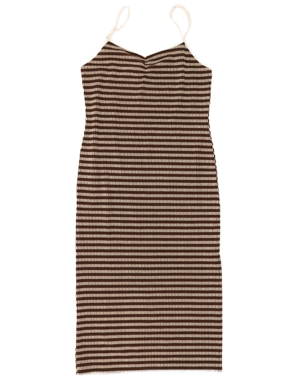 Topshop Vestido lencero pequeño para mujer UK 42 Poliéster a rayas marrón medio