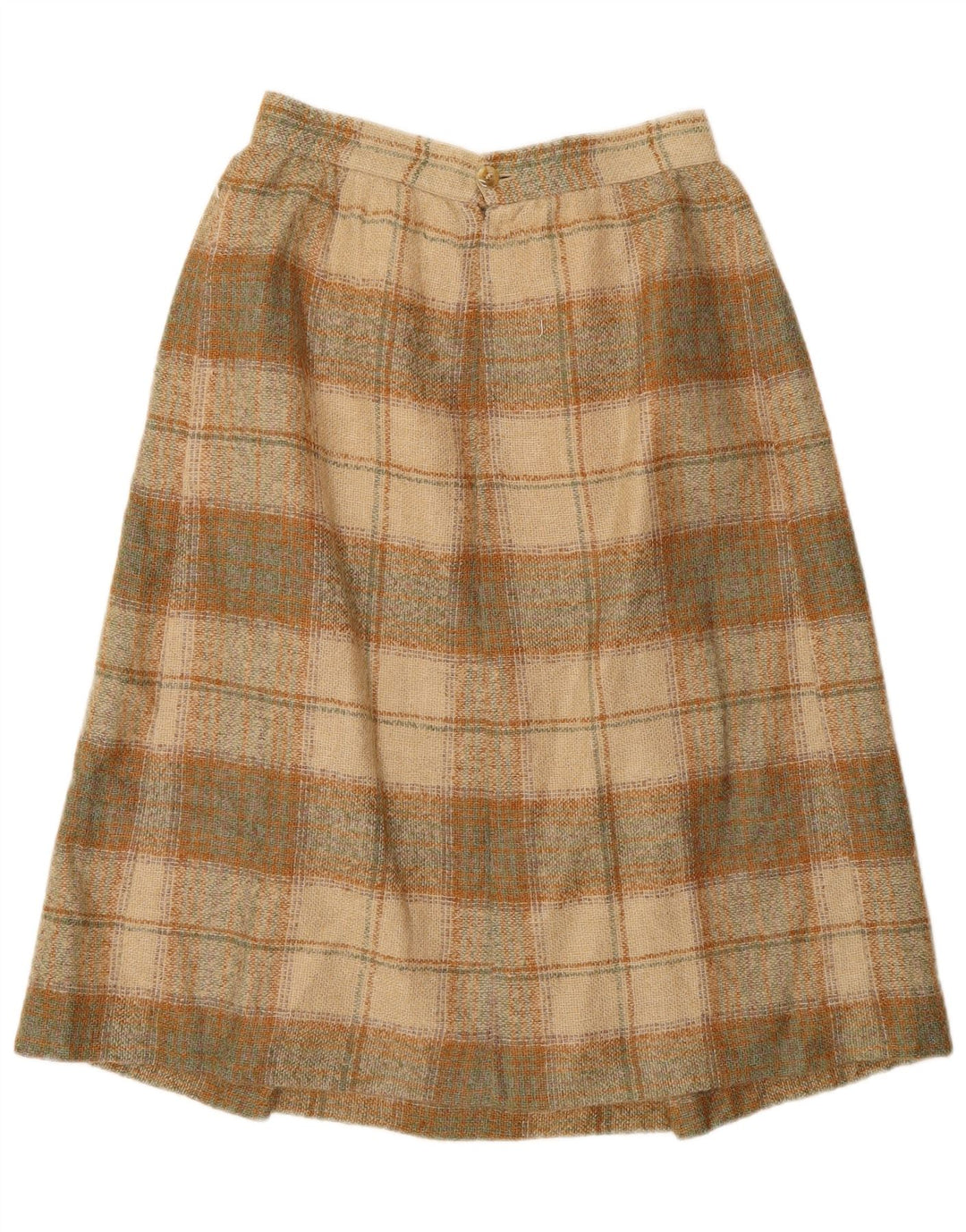 Vintage mujer A-Line falda W26 pequeño beige comprobar poliéster