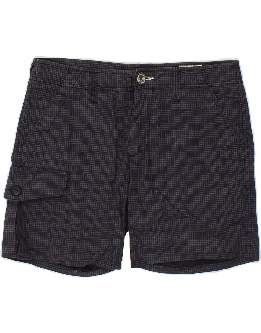 GAS Boys Cargo Shorts 11-12 Years W28  Black Check Cotton Vintage Gas and Second-Hand Gas from Messina Hembry 