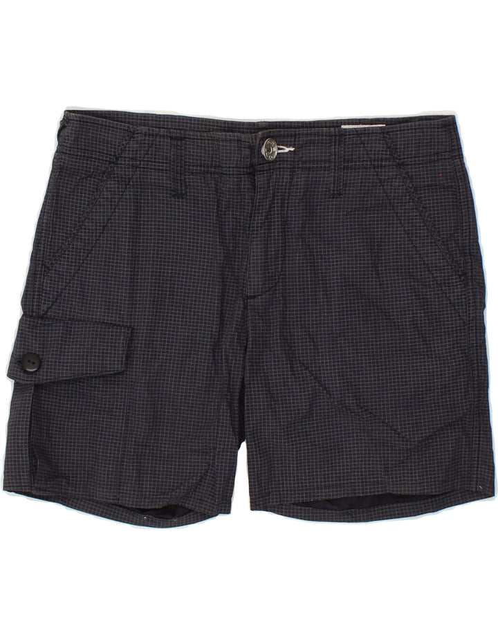 GAS Boys Cargo Shorts 11-12 Years W28  Black Check Cotton Vintage Gas and Second-Hand Gas from Messina Hembry 