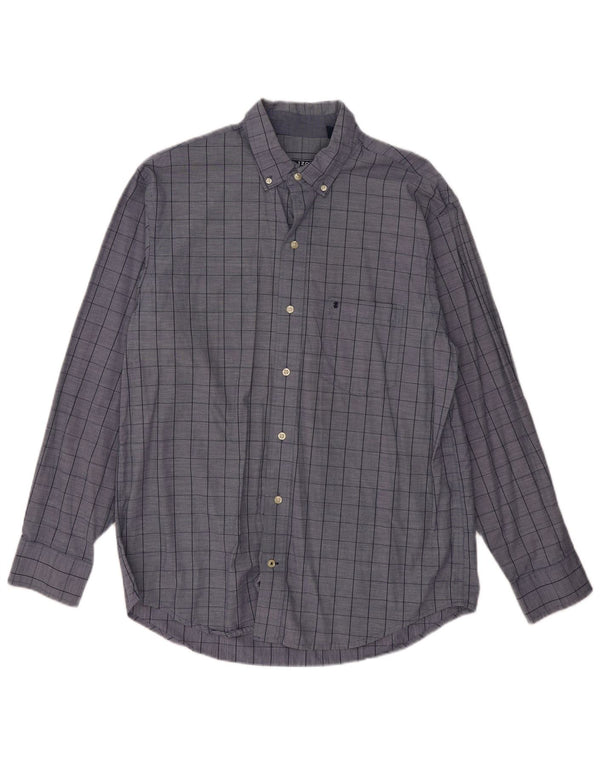 Camisa Izod Hombre Large Azul Cuadros Algodón