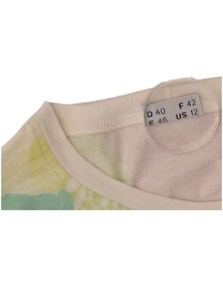 SERGIO TACCHINI Camiseta gráfica para mujer Top US 12 Grande Blanco Floral Algodón