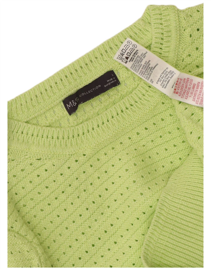 MARKS & SPENCER Suéter tipo jersey con cuello redondo para mujer UK 40 Grande Verde