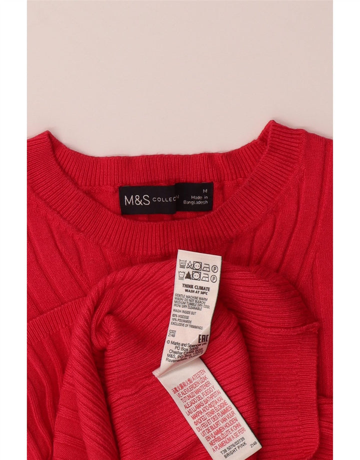 MARKS & SPENCER Womens Crew Neck Jumper Sweater UK 12 Medium Pink Vintage Marks & Spencer and Second-Hand Marks & Spencer from Messina Hembry 
