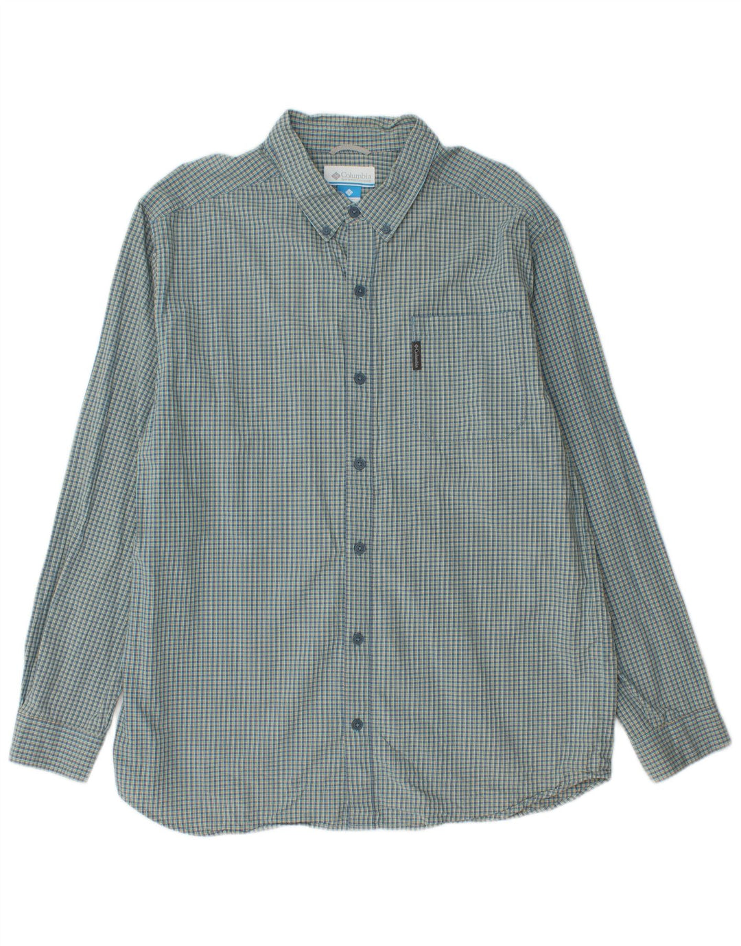 Camisa Columbia Hombre XL Algodón a cuadros verde