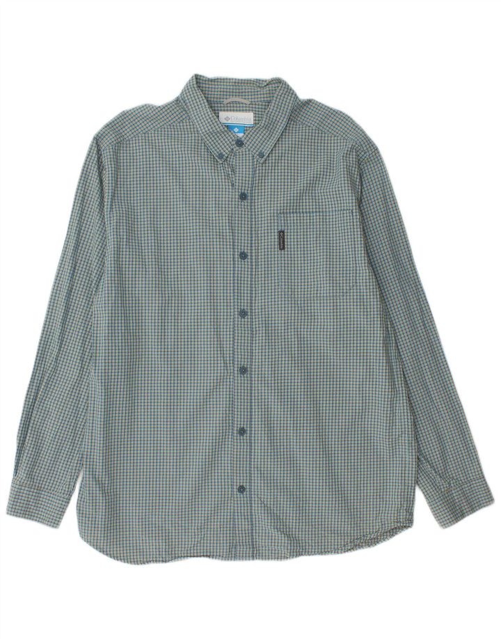 Camisa Columbia Hombre XL Algodón a cuadros verde
