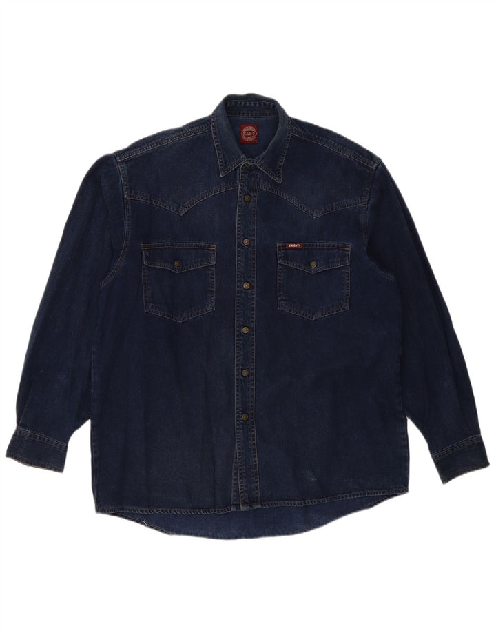 Camisa Vaquera Easy Hombre Algodón Azul Marino Medio