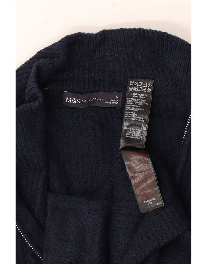 Marks & Spencer Suéter tipo cárdigan para hombre, tamaño grande, acrílico azul marino