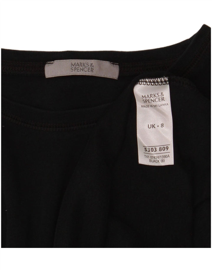 Marks & Spencer Top para mujer de manga larga UK 8 Small Algodón negro