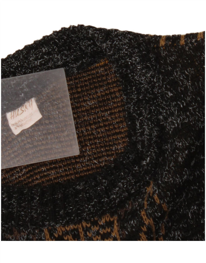 VINTAGE suéter gráfico de cuello redondo para mujer Reino Unido 18 XL negro moteado