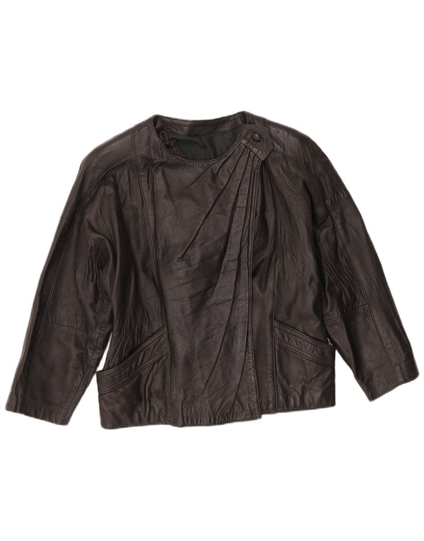 Vintage mujer chaqueta de cuero Reino Unido 10 pequeño negro
