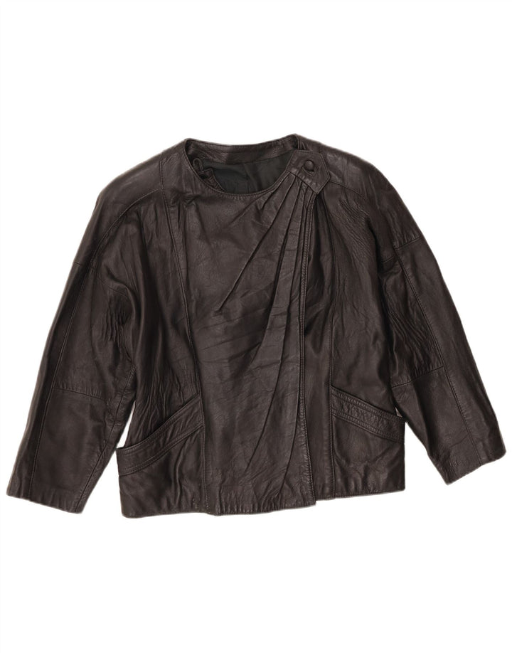 Vintage mujer chaqueta de cuero Reino Unido 10 pequeño negro