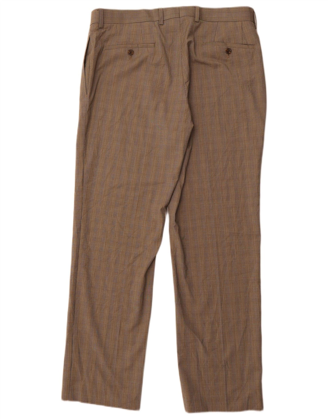 POLO RALPH LAUREN Pantalón de traje recto para hombre W34 L30 Marrón pata de gallo