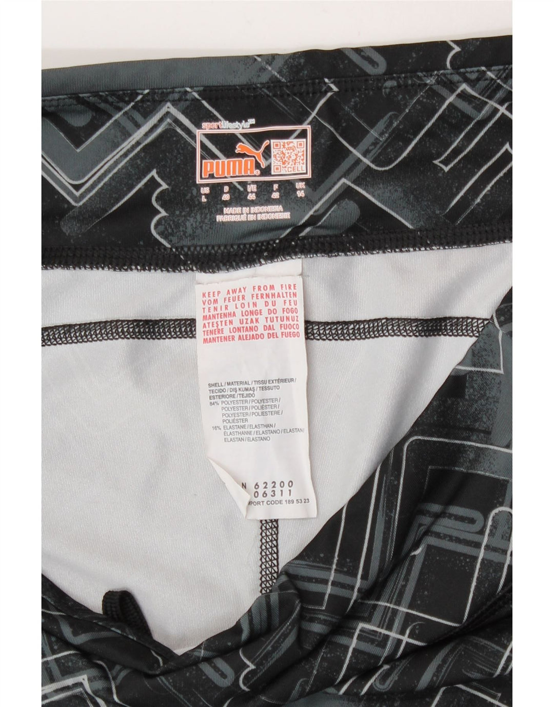 Puma Leggings para mujer UK 44 Grande Negro Geométrico Poliéster