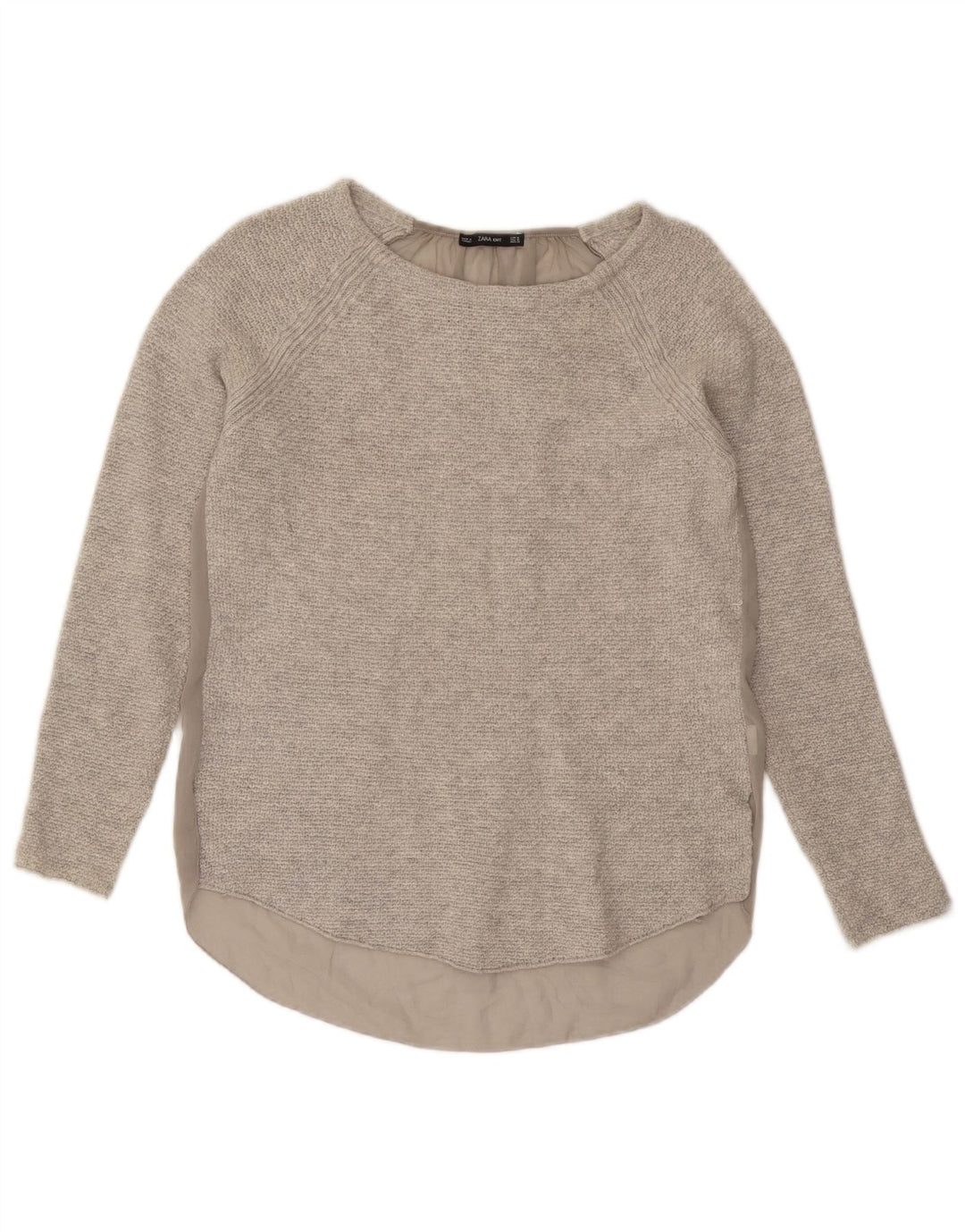 Zara Mujer Top Manga Larga UK 42 Gris Medio