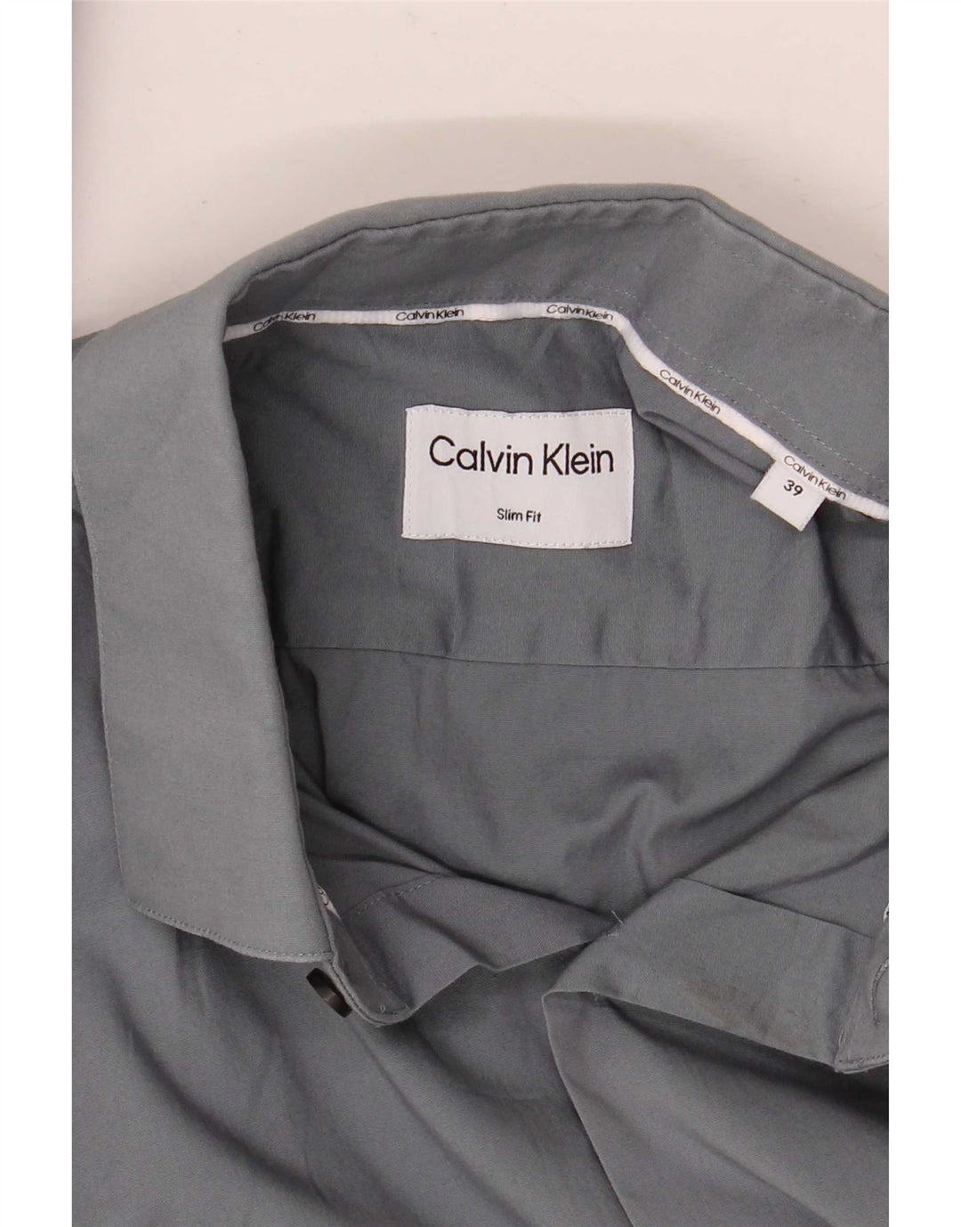 Calvin Klein Camisa Slim Fit para hombre Talla 39 Gris medio