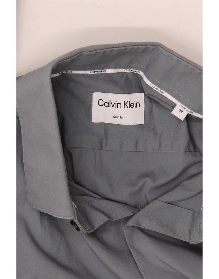 Calvin Klein Camisa Slim Fit para hombre Talla 39 Gris medio